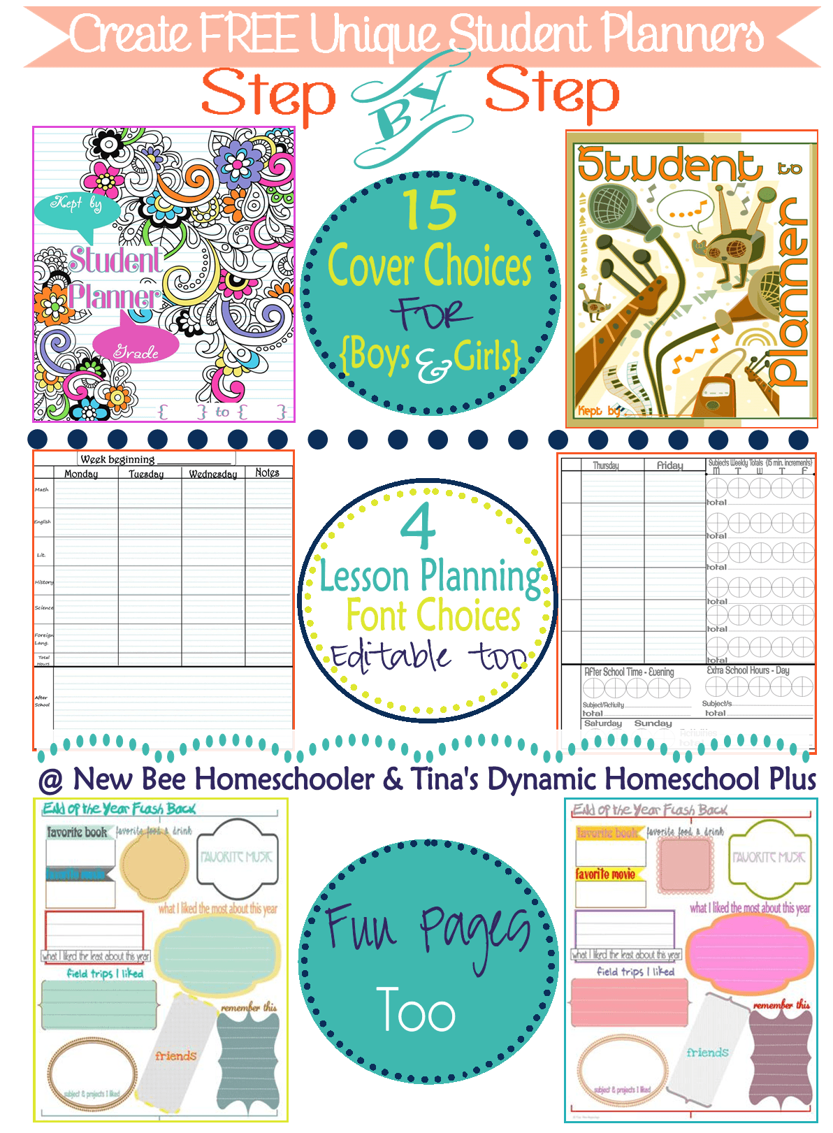 Create Free Unique Student Planners @ Tina's Dynamic Homeschool Plus