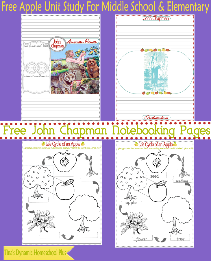 John Chapman Free Notebooking Pages @ Tina's Dynamic Homeschool Plus