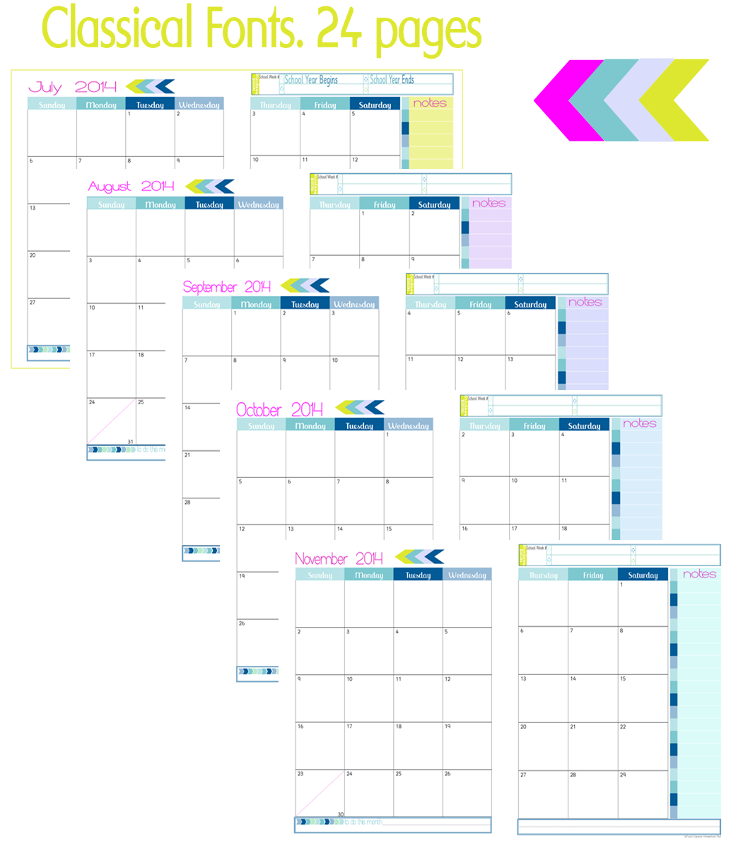 2 Page Month At A Glance Academic Calendars New Beginnings | Tina's Dynamic Homeschool Plus