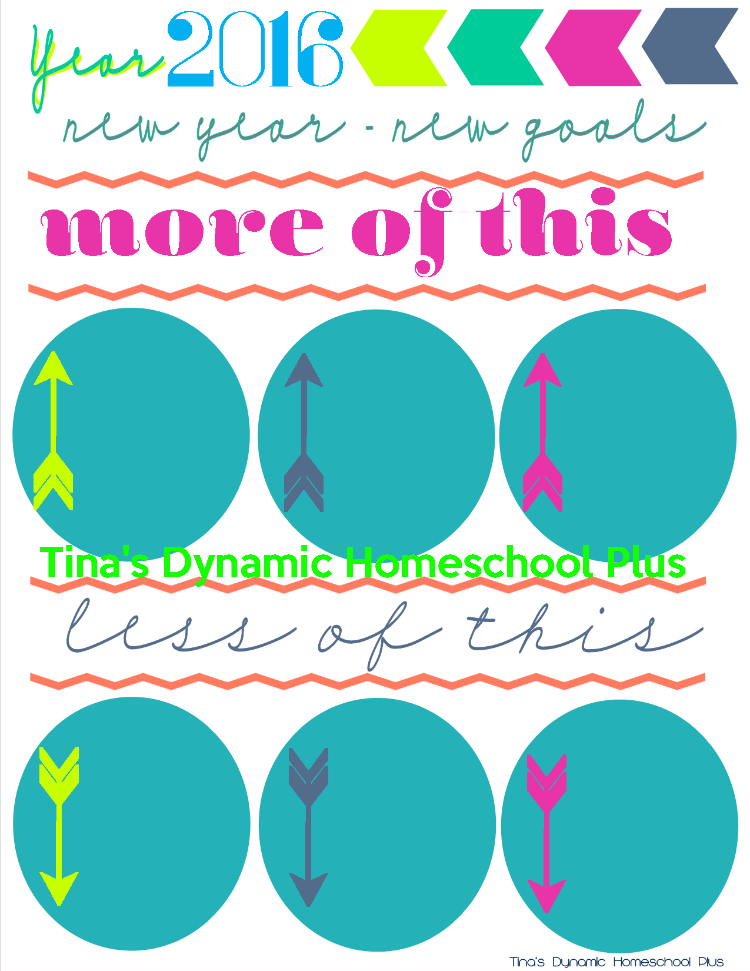 2016 New Year New Goals Printable @ Tina's Dynamic Homeschool Plus