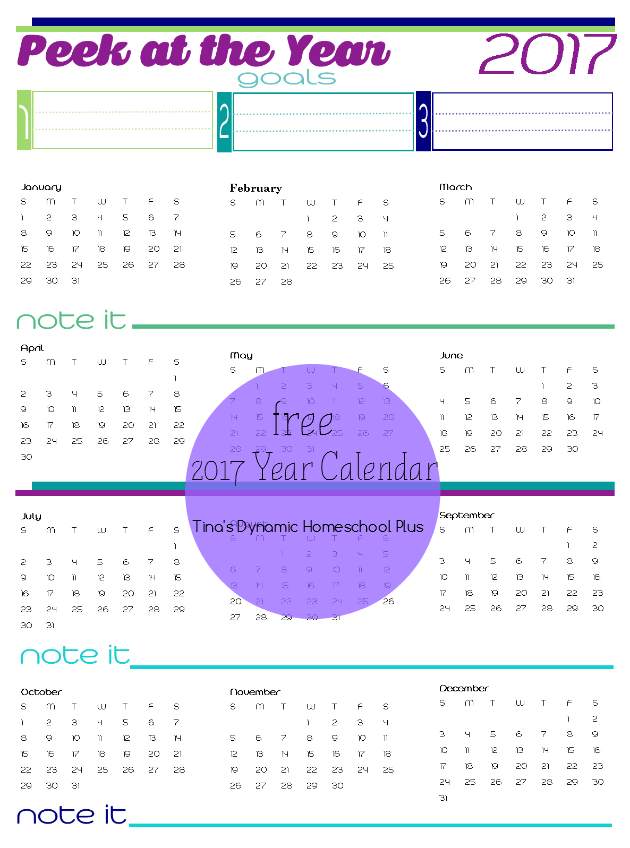 2017 Year Calendar Grapevine @ Tina's Dynamic Homeschool Plus