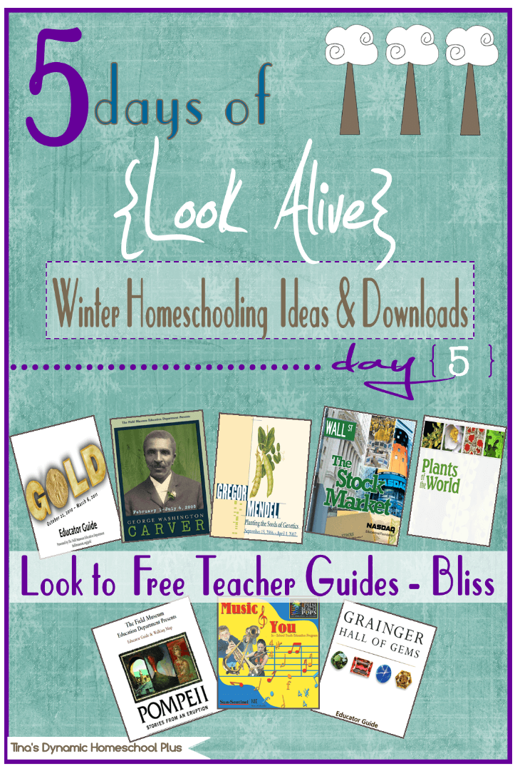 5 Days of Look Alive Winter Homeschooling. Day 5. Free Teacher Guides @ Tina's Dynamic Homeschool Plus