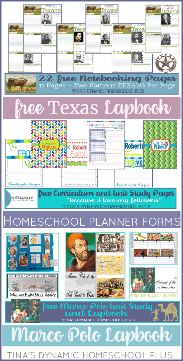 Free Texas Unit Study, Ancient Greece, and Marco Polo Unit Study AND Free Homeschool Planner Forms. Click here to grab these AWESOME freebies!