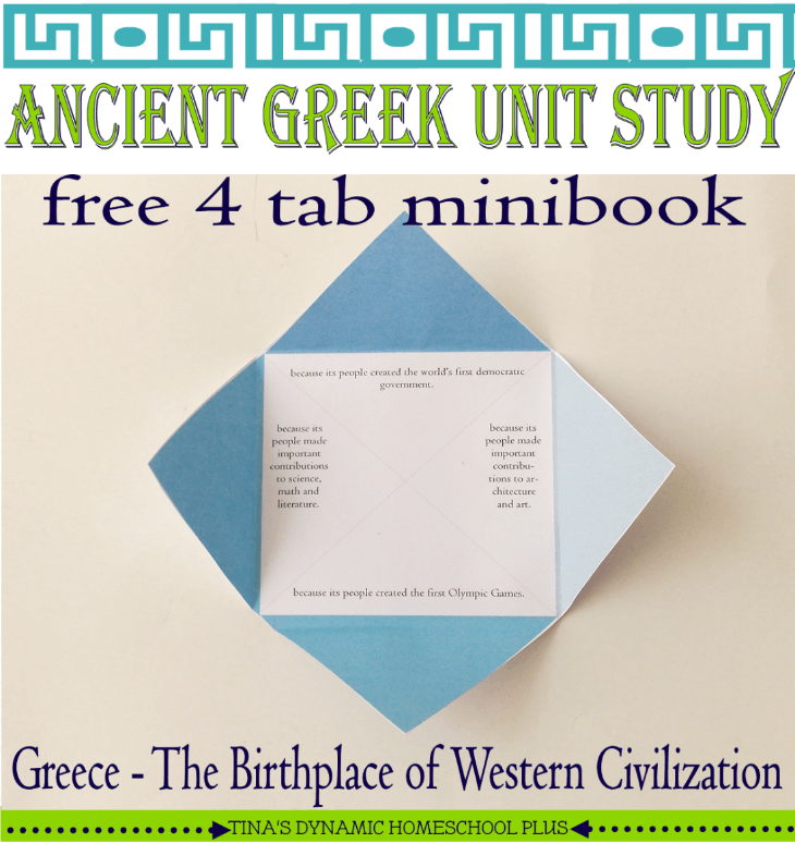 Ancient Greece Unit Study. Ancient Greece Birthplace of Western Civilization free minibook @ Tina's Dynamic Homeschool Plus