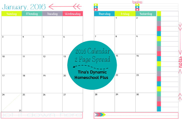 2016 2 page per month physical year - Dreaming @ Tina's Dynamic Homeschool Plus