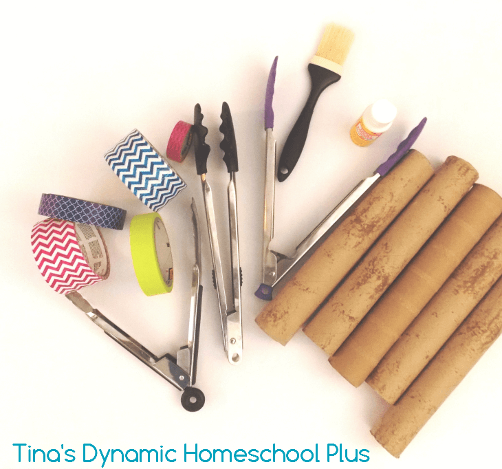 Collect items for diy paper towel holder @ Tina's Dynamic Homeschool Plus