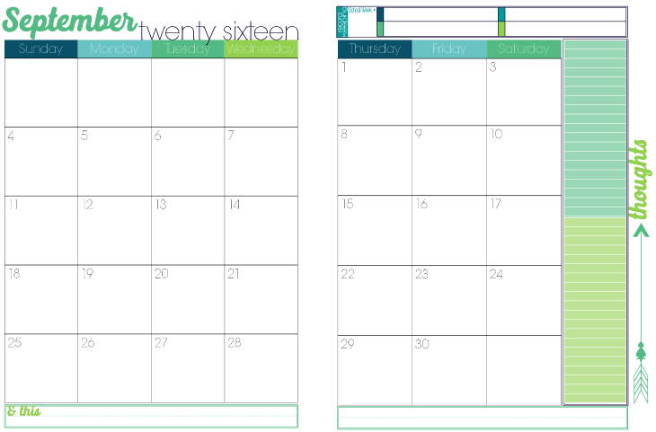 3 2016 to 2017 Turquoise Candy 2 page per month academic calendar 3