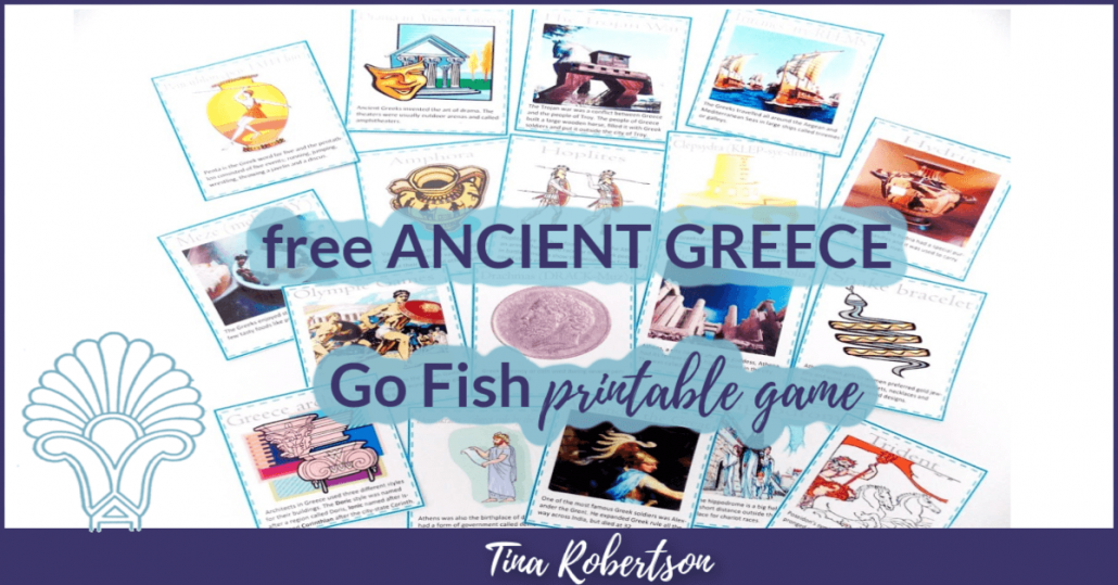 Free Ancient Greece Go Fish Game - Ancient Greece Unit Study. Download this FREE Go Fish Printable Card game to teach your kids about Ancient Greece. It’s a fun hands-on history printable game. When finished playing, add to their Ancient Greece Lapbook. Gab the Ancient Greece Lapbook too. CLICK HERE to download it!