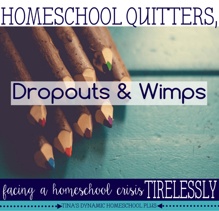 Homeschool Quitters, Dropouts and Wimps. Facing a homeschool crisis tirelessly.