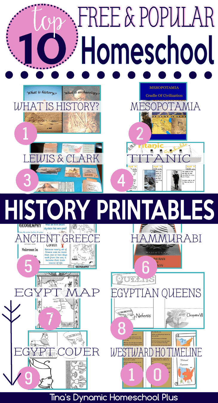 Top 10 Popular Free History Printables @ Tina's Dynamic Homeschool Plus