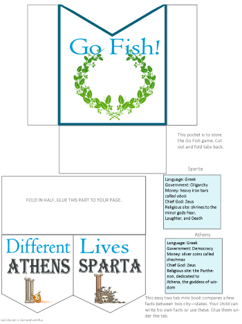 Ancient Greece Athens and Sparta and go fish pocket