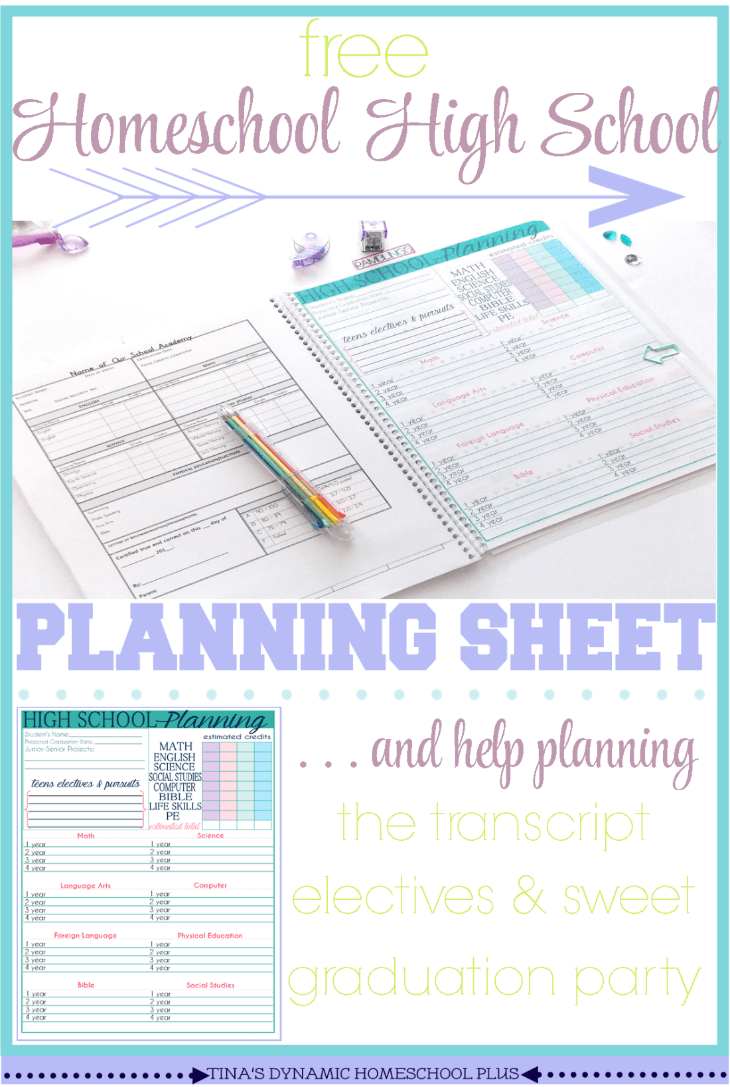 Free Homeschool High School Planning Form @ Tina's Dynamic Homeschool Plus