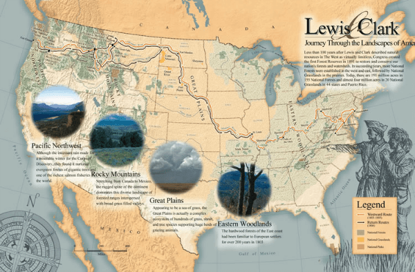 map lewis and clark journey through landscapes @ Tina's Dynamic Homeschool Plus