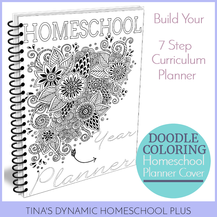 Grab this beautiful doodle coloring page for your free 7 step homeschool planner @ Tina's Dynamic Homeschool Plus