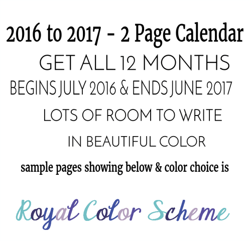 Word Art Academic Calendar Royal