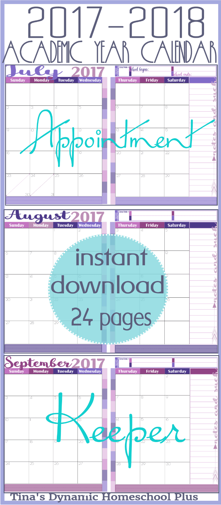 Grab this beautiful and in color 2 page per month academic calendar. You get ALL 12 months. It’s academic because it begins in July when you begin homeschool planning. And it has 12 months if you’re like me and plan year around. You’ll love this Amethyst color option. Use it to begin building your 7 Step Free Homeschool Planner. Click here to grab it! 