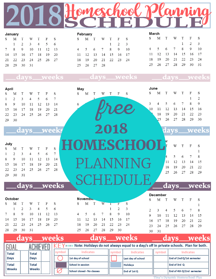 2018 Homeschool Planning Form in the Poppy color option. If you homeschool following the physical year, then grab this form to start planning the days and weeks of your homeschool. This free form is great for tracking your year. Grab it by clicking here!