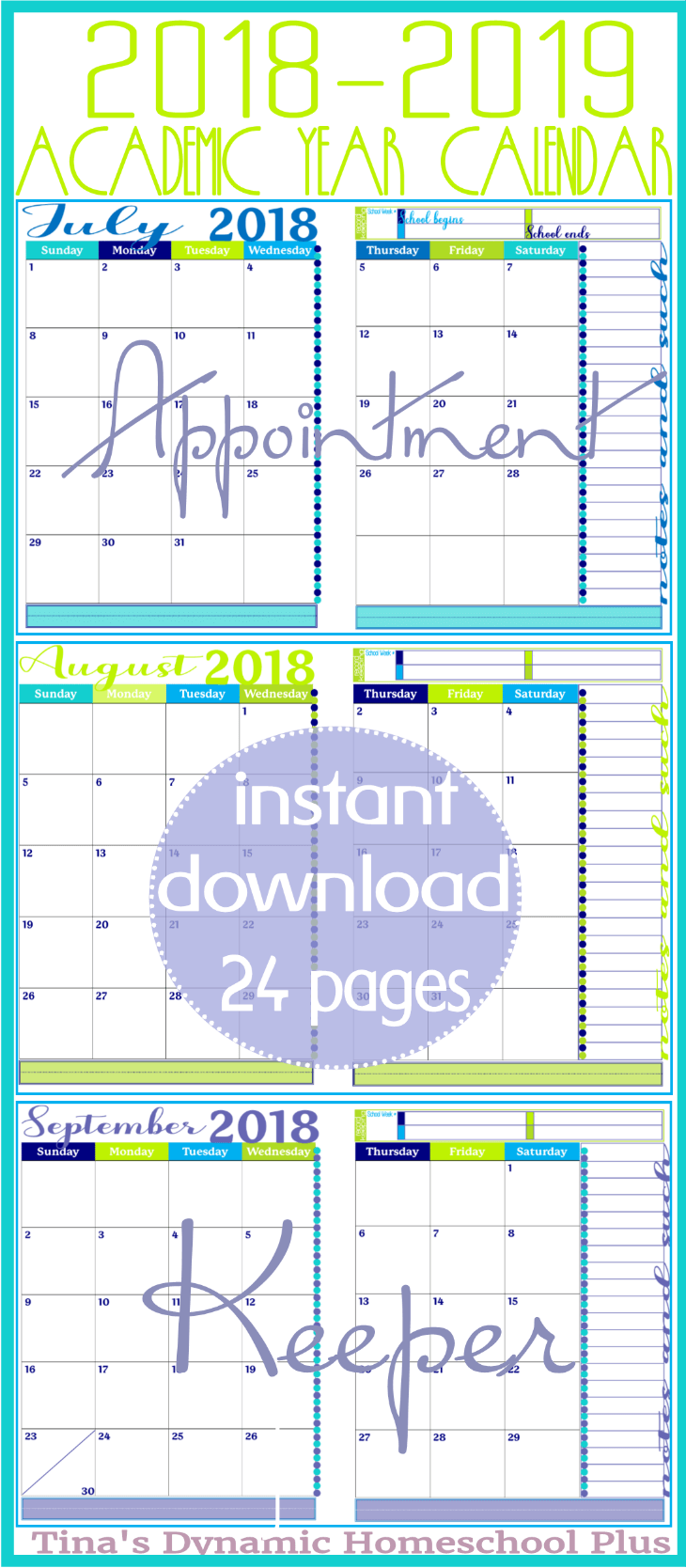 Grab this beautiful and in color 2 page per month academic calendar. You get ALL 12 months. It’s academic because it begins in July when you begin homeschool planning. And it has 12 months if you’re like me and plan year around. You’ll love this Tide Pool color option. Use it to begin building your 7 Step Free Homeschool Planner. Click here to grab it! 
