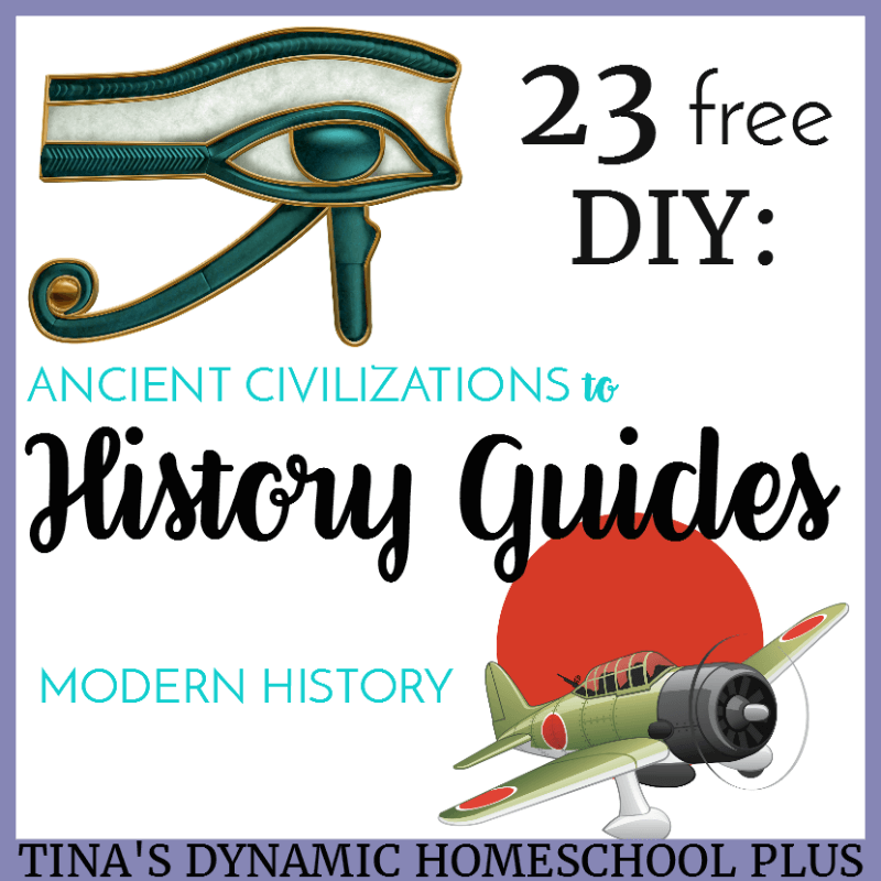 23 free DIY History Guides from Ancient Civilization to Modern History. Unlike skill subjects which require a certain sequence of objectives to follow, a content subject like history does not. Creating diy history guides become a way of hooking your kids on history because the focus is on topics which interests them.Click here to grab the guides!
