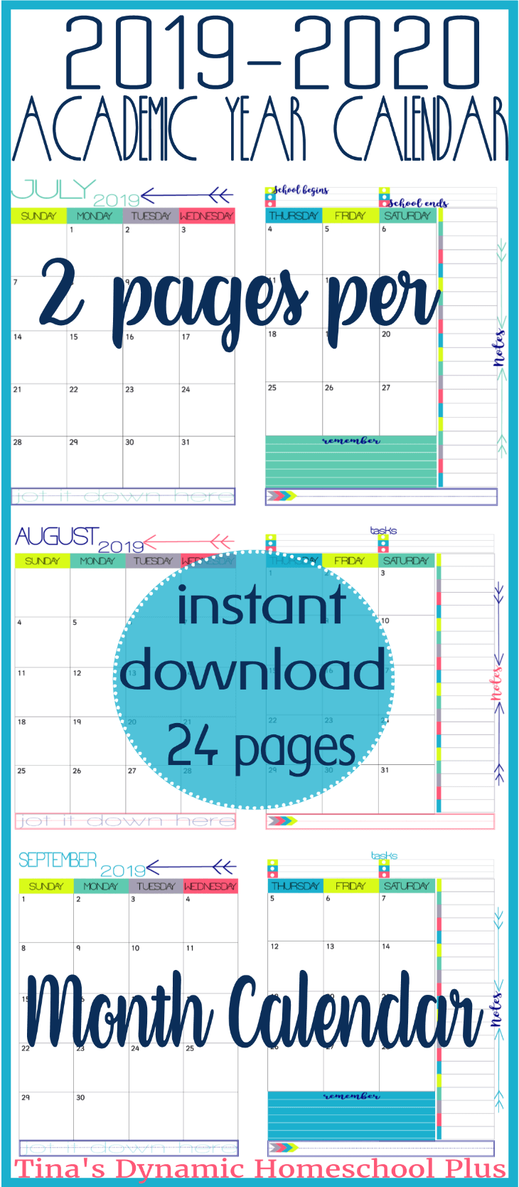 You'll love this AWESOME color choice for a homeschool planner, student planner, or home management binder. It is an academic calendar BUT it has 12 months. Grab it today and use in all of your planners! Click here to get it!