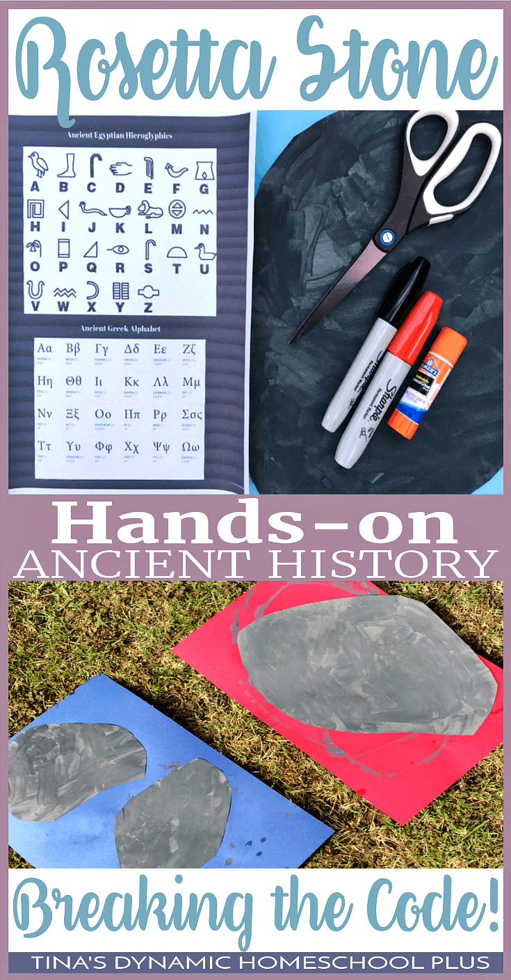 Hands-On History: The Rosetta Stone and Breaking The Code. If you're studying Ancient History, your kids will love making this AWESOME easy hands-on activity to learn about the Rosetta Stone. Click here to make it!