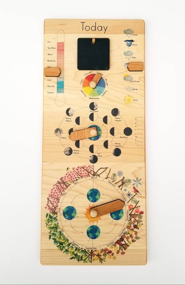 Perpetual wooden calendar which is perfect for homeschool!