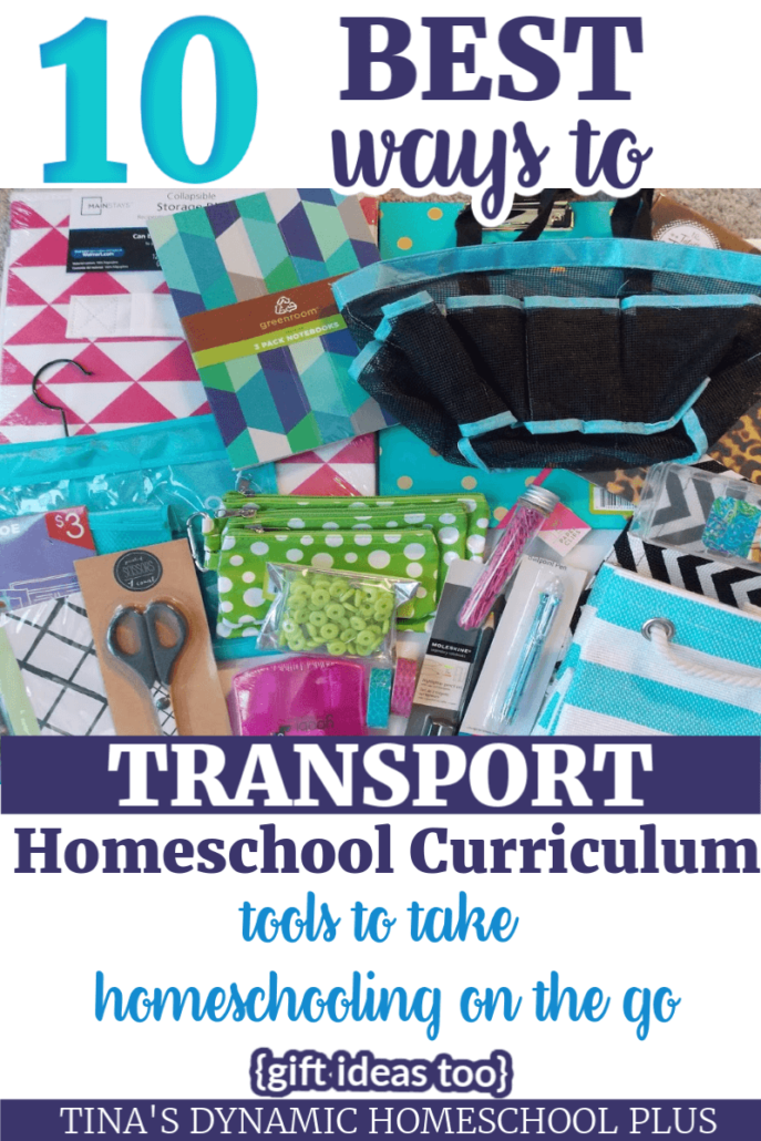 10 Best Ways to Transport Homeschool Curriculum. When learning on the go, grab one of these nifty tools for transporting homeschool curriculum @ Tina's Dynamic Homeschool Plus.