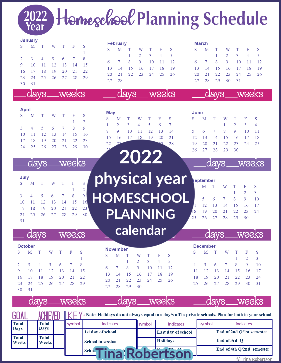 2021 and 2022 Physical Year Homeschool Planning Calendars