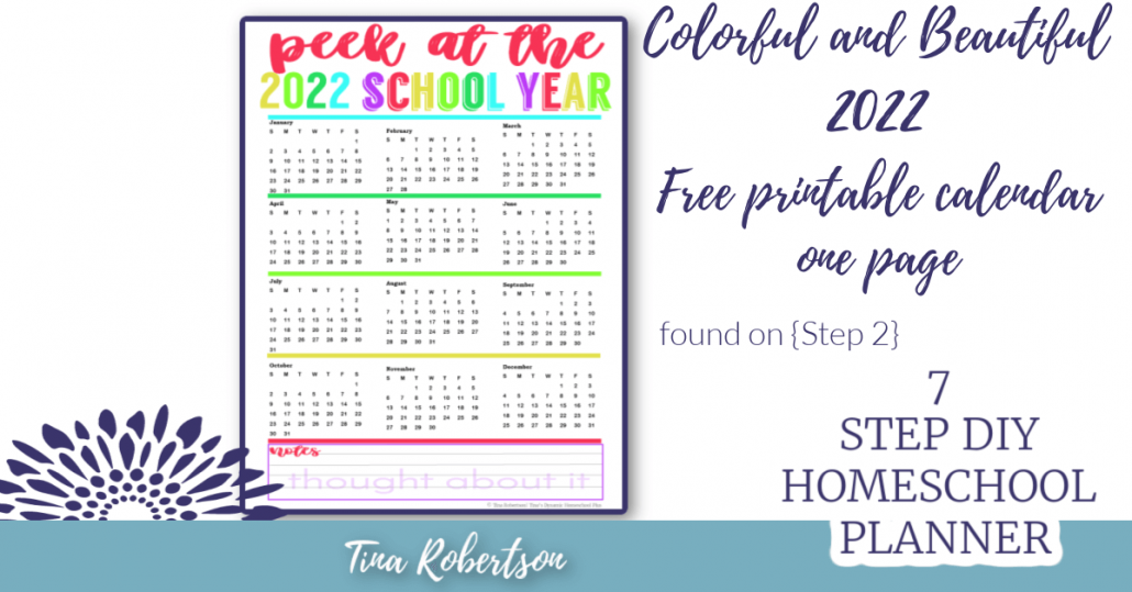 Colorful and Beautiful 2022 Printable Calendar One Page