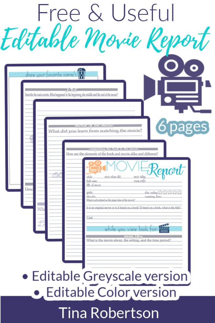 Free and Useful Editable Movie Report For Homeschool