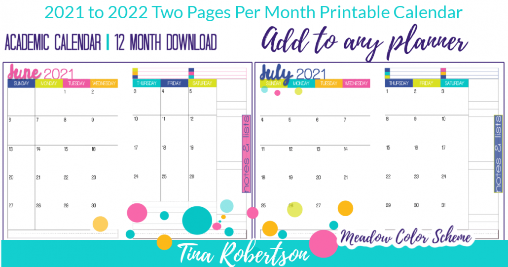 Best Printable 2021 to 2022 Academic Calendar - Meadow Color