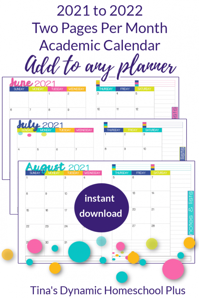 Best Printable 2021 to 2022 Academic Calendar - Meadow Color