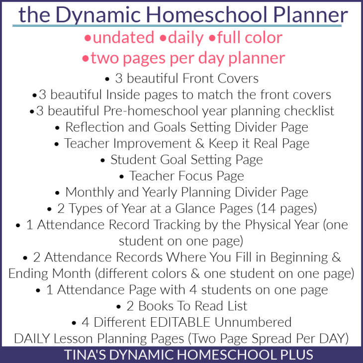 What the dynamic homeschooler planner contains