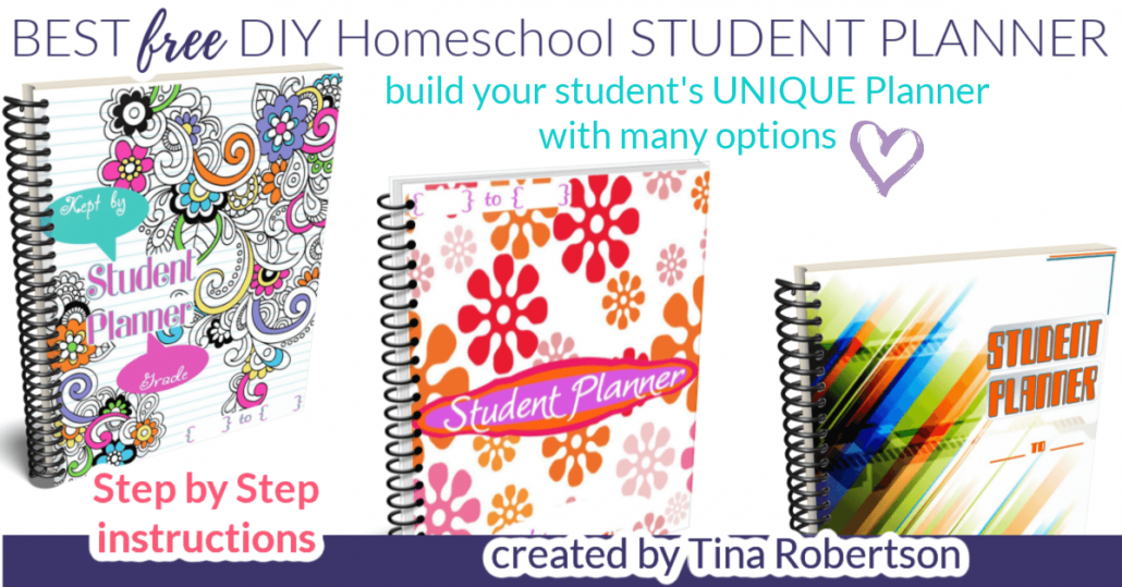 DIY Best Student Planner for homeschooled kids. Teaching your kids time management begins by helping them set small goals and also by teaching them to manage their time. A DIY Best Student Planner for homeschooled kids lets your build a UNIQUE planner by using these free student planner printables created by Tina Robertson (creator of the 7 Step DIY Homeschool Planner). CLICK HERE to grab these beautiful and awesome free student planner pages!