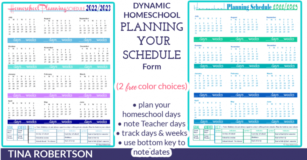 School Year 2022-2023 Homeschool Planning Schedules Beautiful Forms